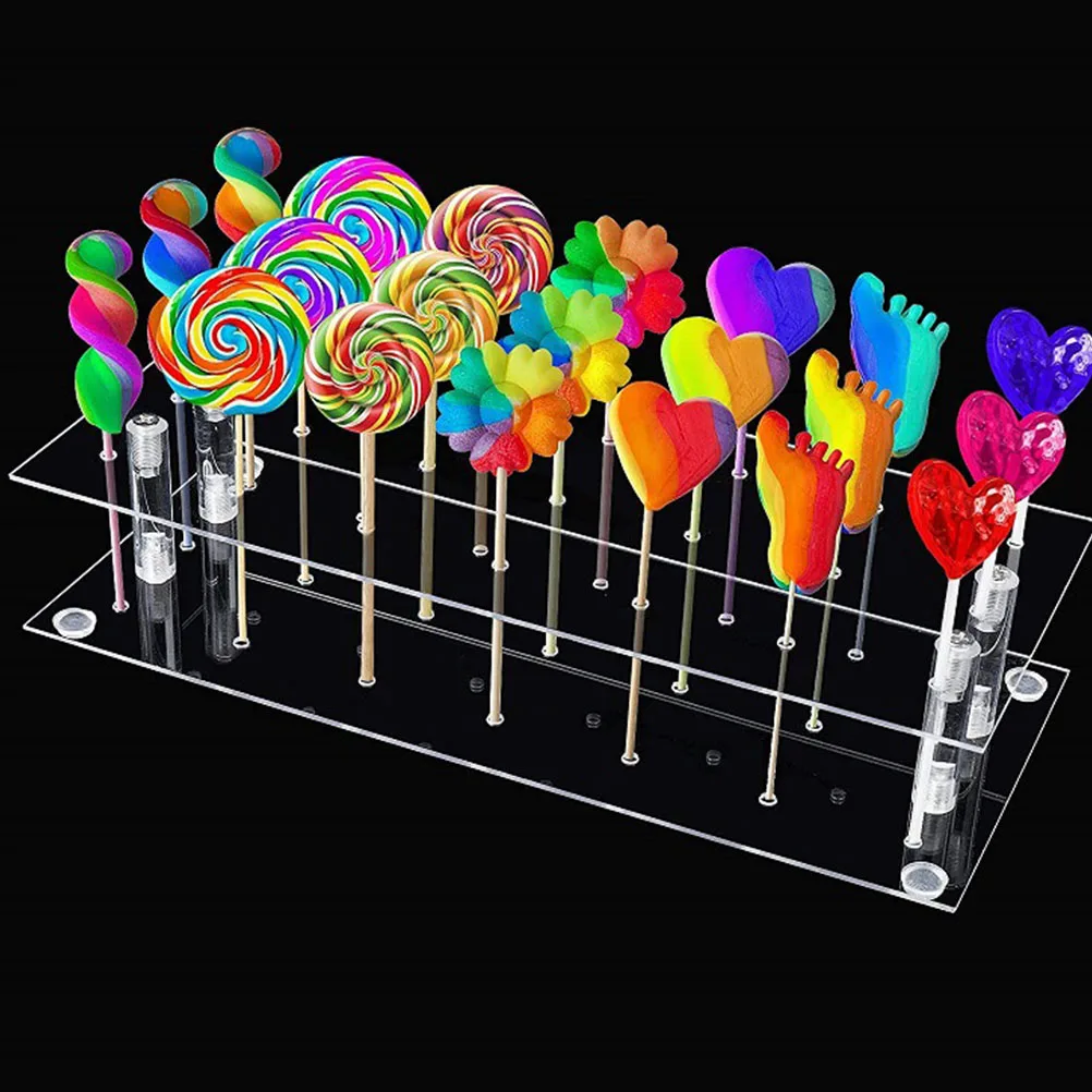 

1pc Candy Lollipop Display Rack 21-Hole Double Layer Acrylic Stand For Party Wedding Dessert Bar Storage Holder
