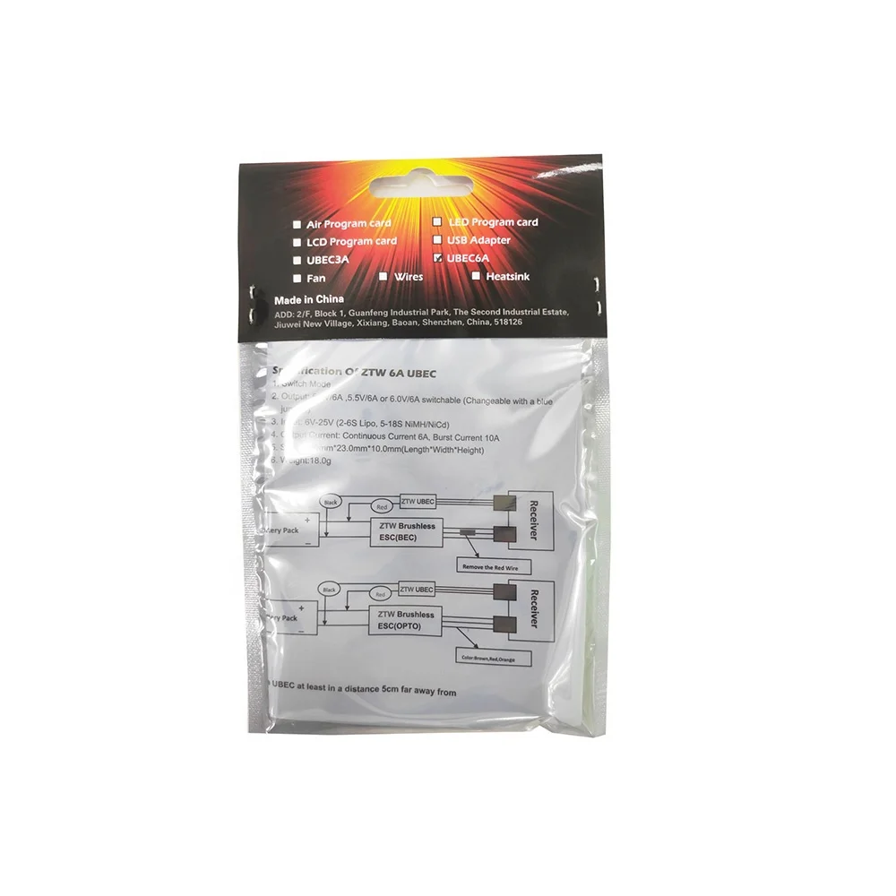 ZTW UBEC 6A Ultra BEC وضع التبديل الجهد القابل للتعديل 2S-6S يبو لطائرة RC الثابتة الجناح هليكوبتر بدون فرش OPTO ESC