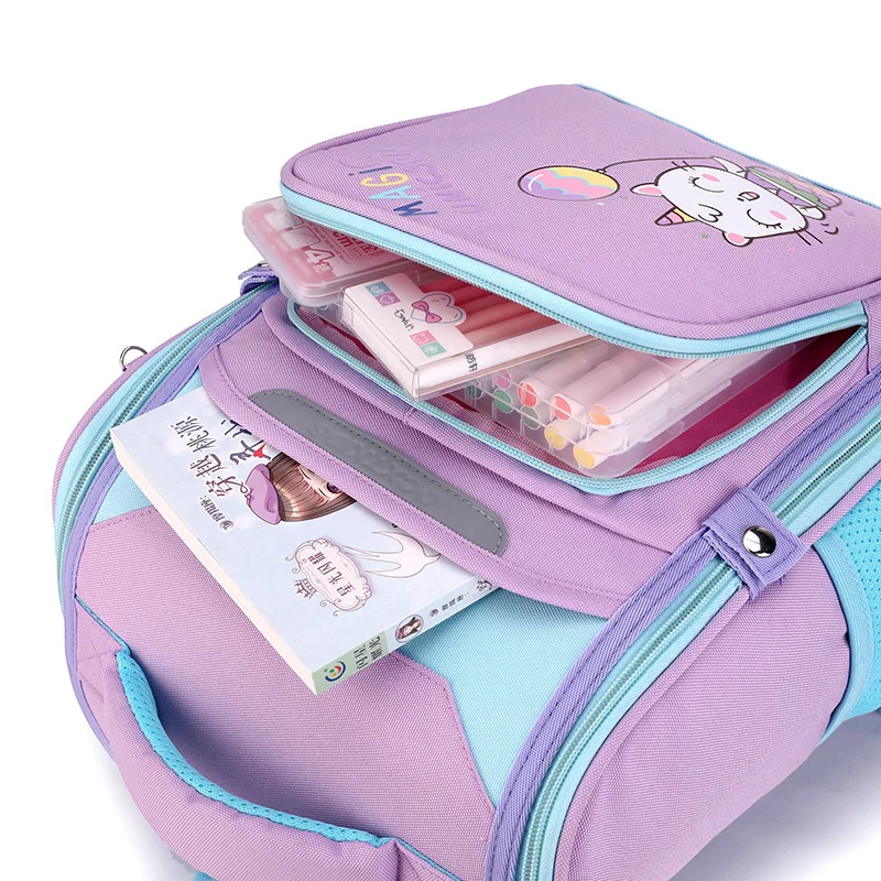 New Cute Cartoon Children's Backpack 1-6 Grade Primary School Students Waterproof Books Bag Stationery Organizer Large Schoolbag