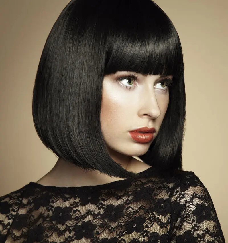 Women New bob style black   cosplay/disco party short straight hair full wigs