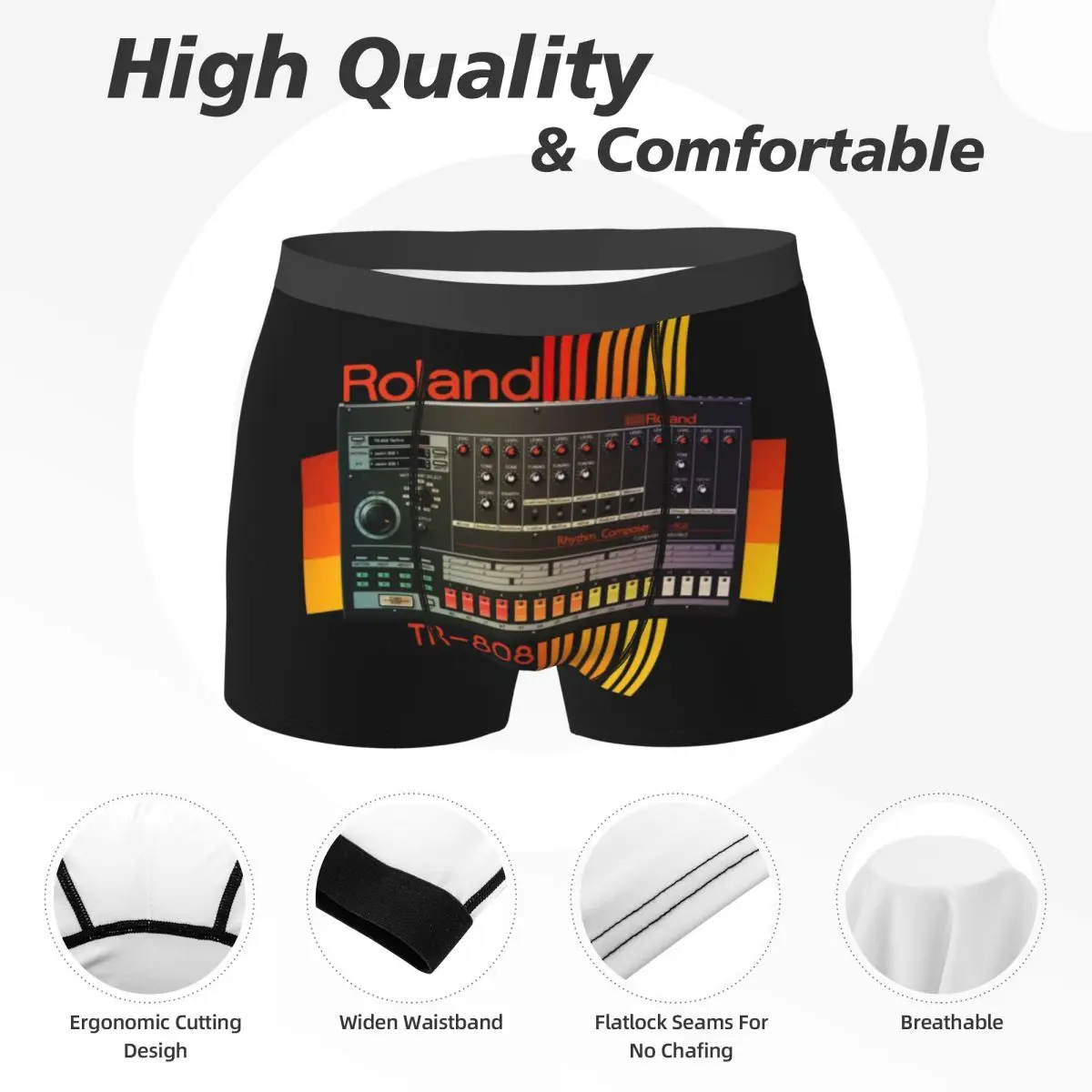 Boxer Underpants Shorts Roland Tr-808 Drum Machine Model Panties Men's Comfortable Underwear for Homme Man Boyfriend Gifts