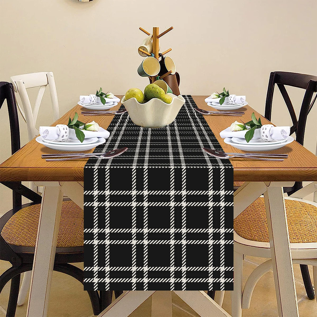 

Classic Black White Checkered Table Runner Christmas Plaid Linen Table Runner Kitchen Dinner Home Birthday Wedding Party Decor