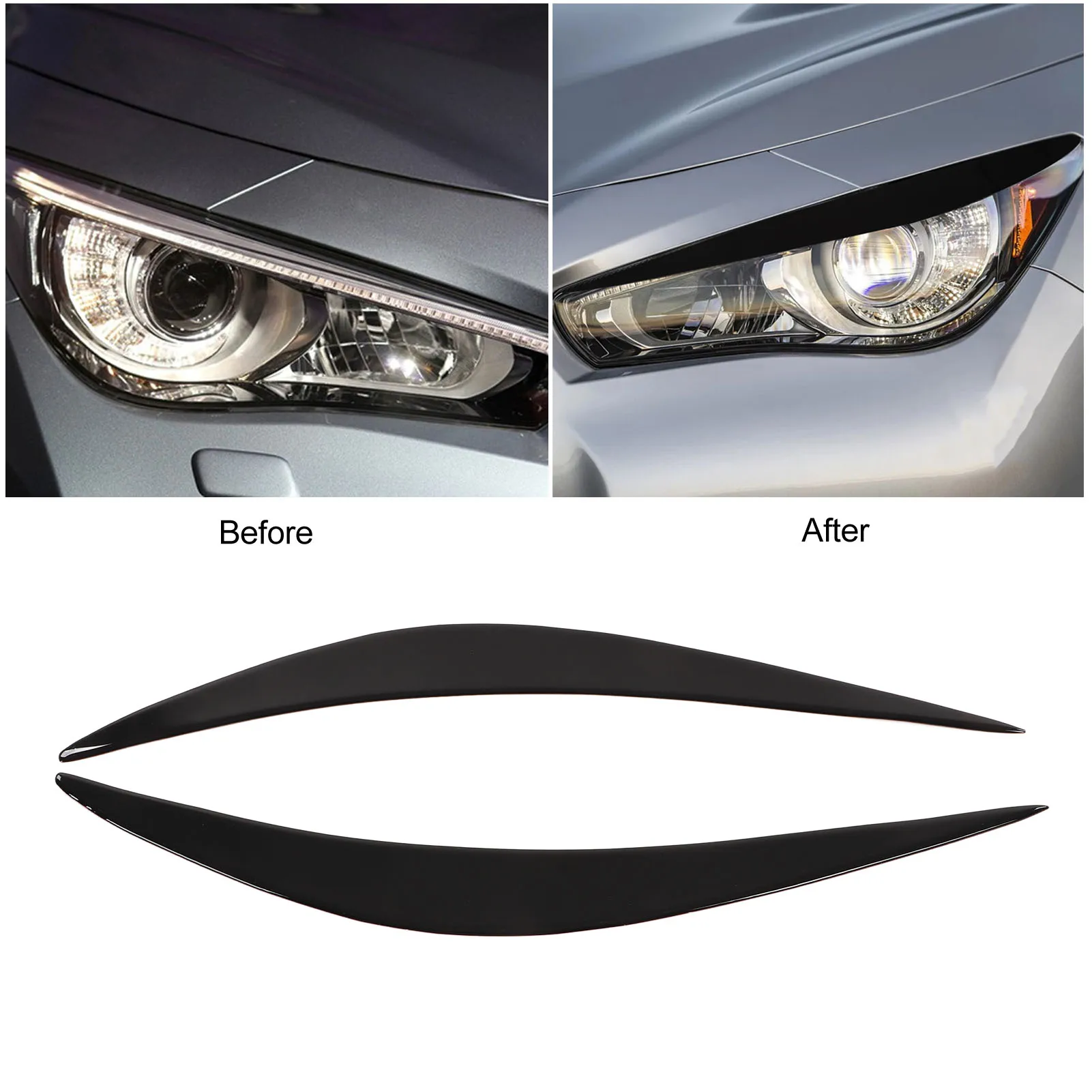 

Headlight Eyebrow Glossy Black Abrasion Resistance Replacement for Q50 2014‑2019 Headlight Eyebrow Cover