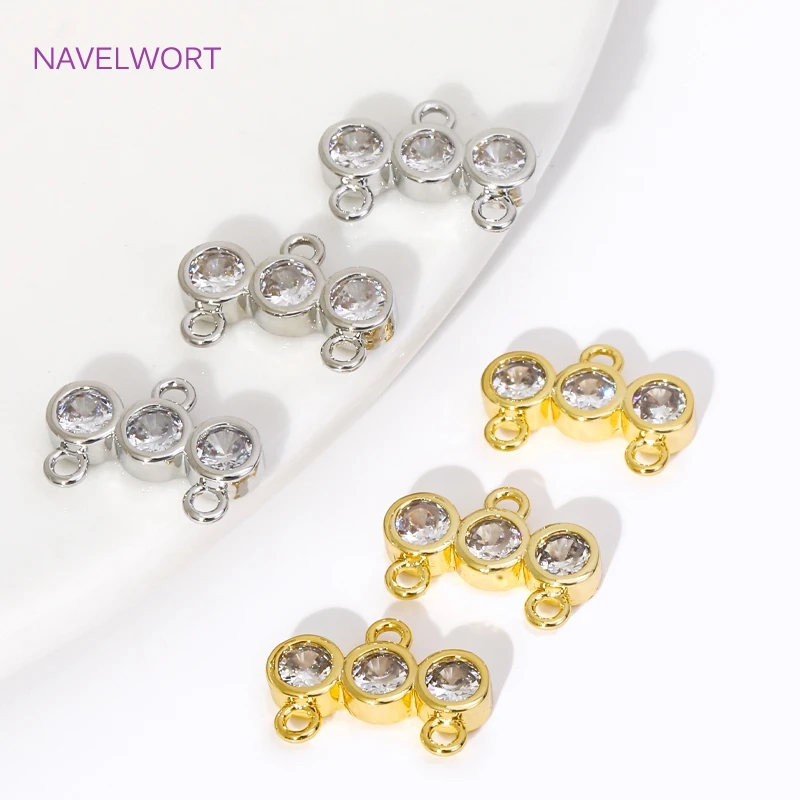 18K Gold Plated Necklace End Connectors,Layering Clasps,with Zircon 2 Strand Connect Clasps For DIY Jewelry Making Accessories