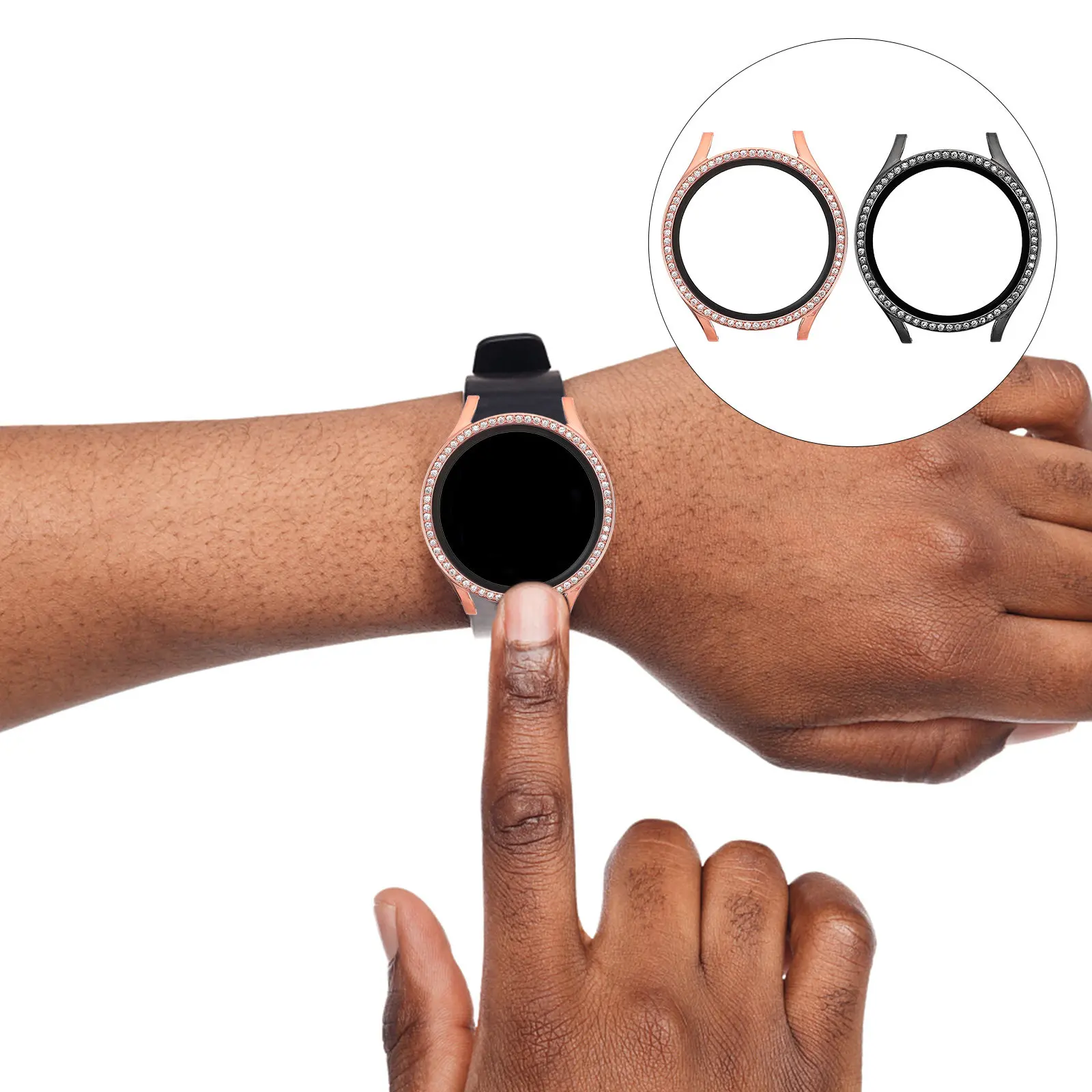 

2Pcs Premium Pc Watch Protective Shell Creative Rhinestone Decorative Watch Case Cover for Watch4 Smartwatch Screen