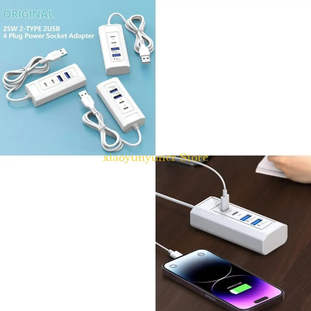P9JB Portable USB Hub With Double PD And USB Ports For Charging Multiple Devices Simultaneously