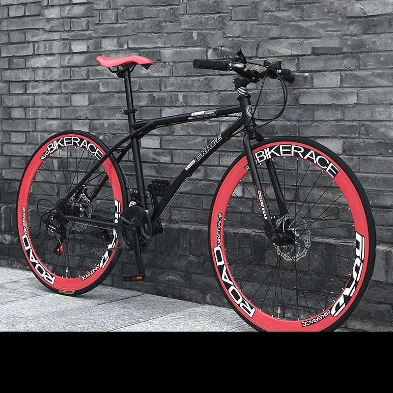 Fixed Gear Bicycle for Adult Variable Speed Pneumatic Tire Road Racing Double Disc Brake Student Car Fixie Bike New DropShipping