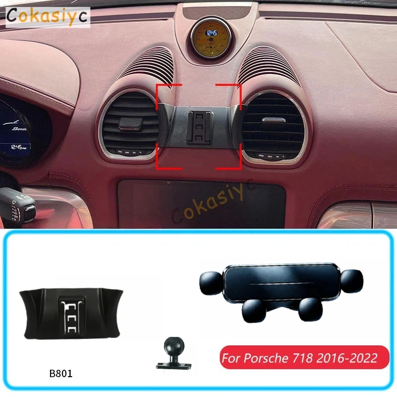 Car Phone Holder For Porsche 718 2016-2022 Gravity Stand Mount Support Horizontal GPS Mobile Bracket Accessories With Base