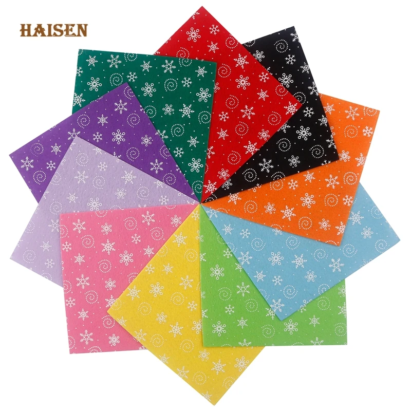 Haisen,Printed Nonwoven Felt Fabric/1mm Thickness/Polyester Cloth Home Decoration Bundle for Sewing Dolls&Crafts Material/10Pcs