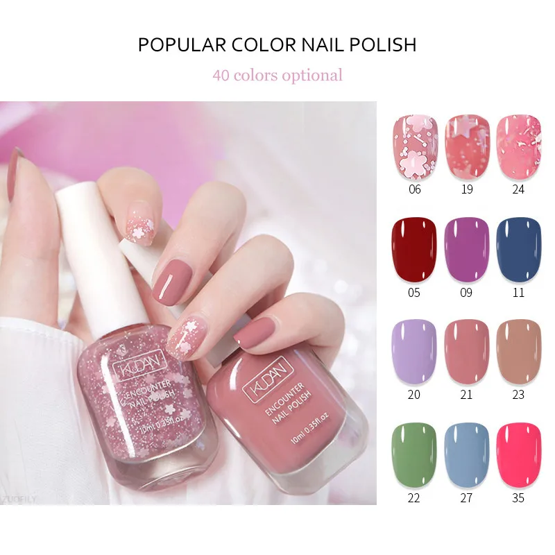Esmalte de uñas semipermanente de larga duración, secado rápido, Tearable a base de agua, No se decolora fácilmente, 10ml, 40 colores
