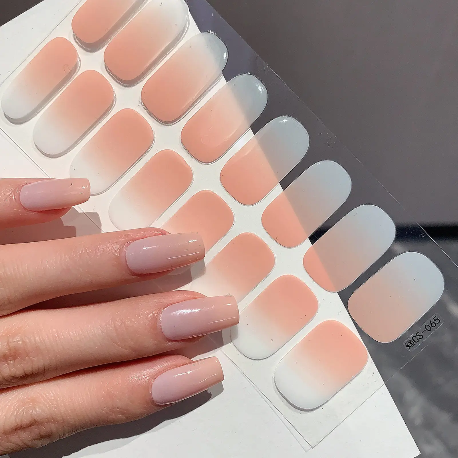 1 ورقة شبه علاج التفاف التدرج مسمار ملصق متعدد الألوان الصلبة هلام غطاء كامل المنزلق لا حاجة مصباح الأشعة فوق البنفسجية علاج سريع هلام مسمار صائق #4