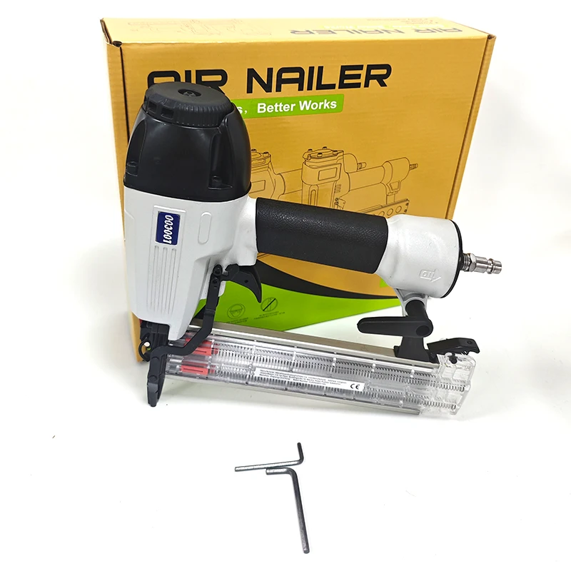 

1pc side-mounted 18GA pneumatic steel nail gun|transparent magazine design|woodworking special tools Suitable for sofa frame/sol