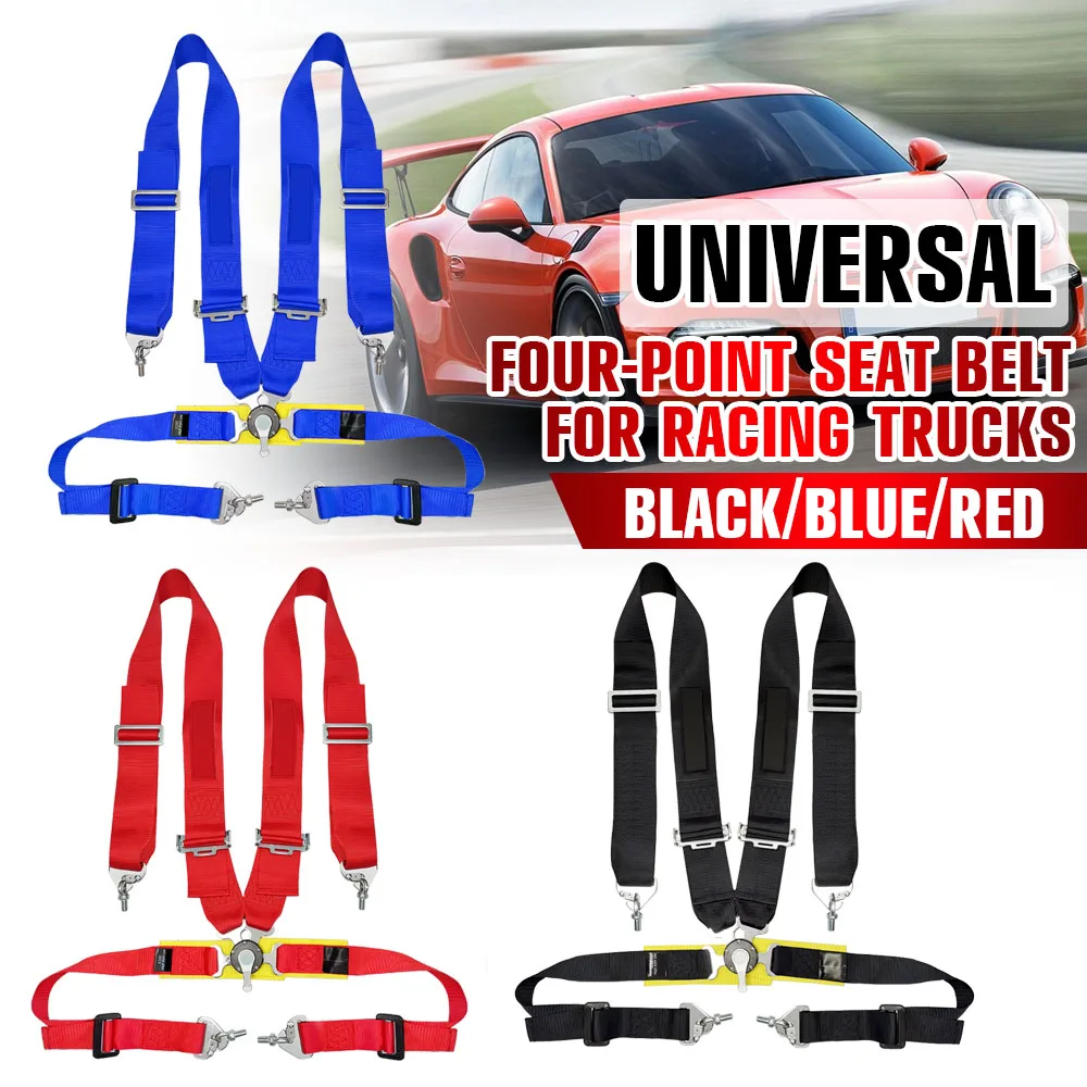 

4 Point Snap-On BUCKLE RACING SEAT BELT HARNESS Camlock SPAR Style Adjustable Drift Harness Sety Shoulder Strap fit ATV/UTV