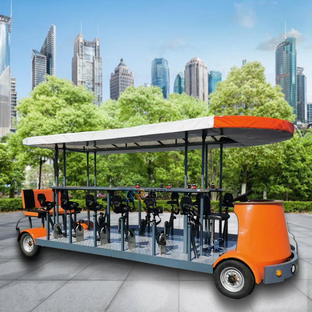 Electric Sightseeing Car Beer Bike For Rental Birthday Party Use Pub Bar Beer Vending Cart Electric With Pedal Pub