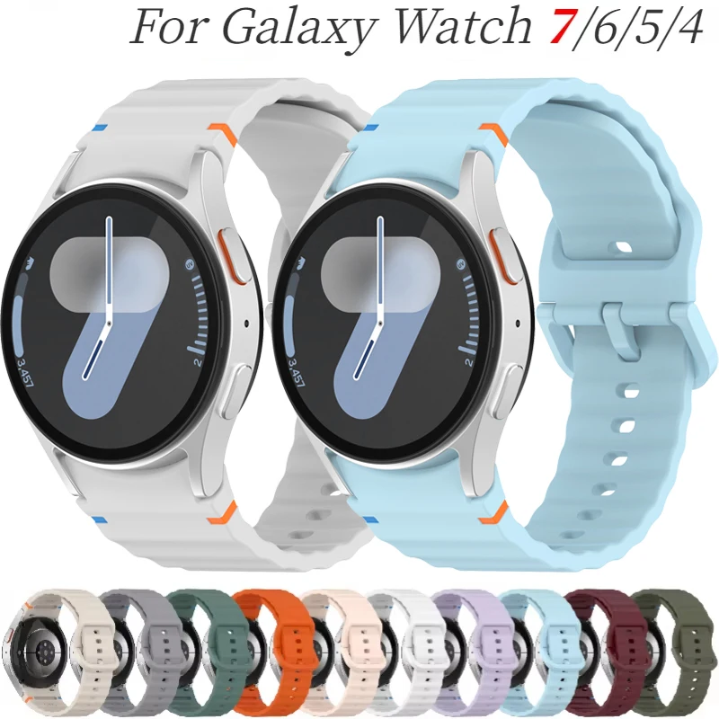 Official Silicone Strap For Samsung Galaxy Watch 7/FE/6/5/4 44mm 40mm 5 Pro Wave Bracelet Galaxy Watch 6 Classic 47mm 43mm Band