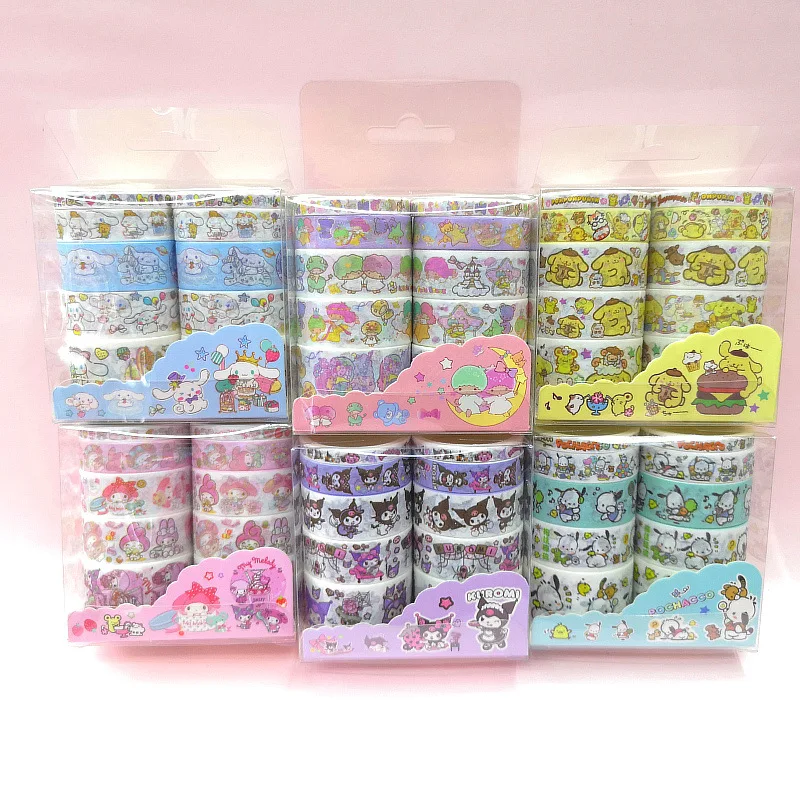 6 box/lot Sanrio Pochacco Kuromi Melody Washi Stickers Tapes Cute Scrapbooking DIY Diary Decorative Sticker Album Stick Label