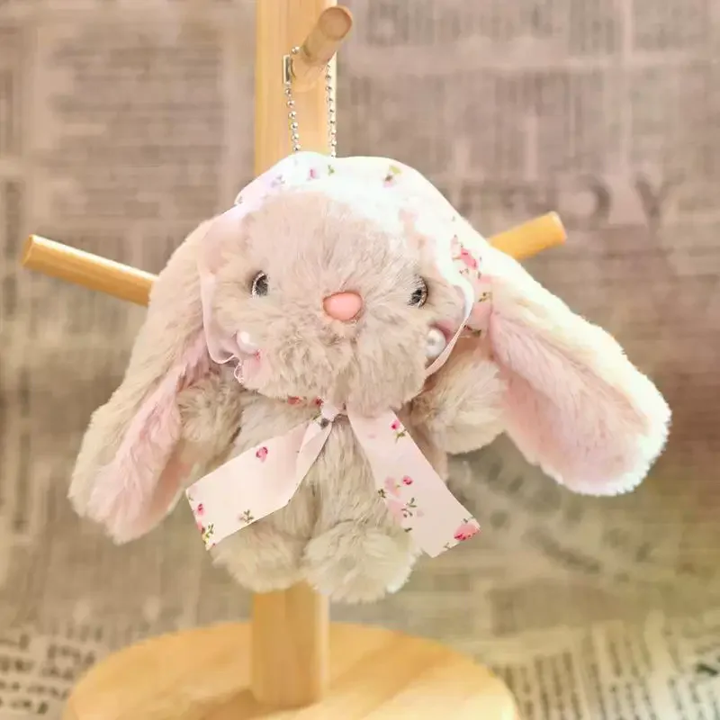 دمية أرنب محشوة كرتونية XM1PC، سلسلة مفاتيح لطيفة، زينة معلقة للحقائب، هدايا أعياد الميلاد، لعبة أرنب قطيفة