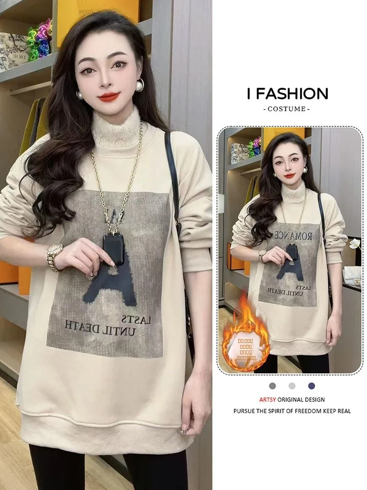 

Faionable Thiened Fce Women's Jaet Korean Sle Winter Coat f High Collar Long Sve Mid-Length Commute Sle