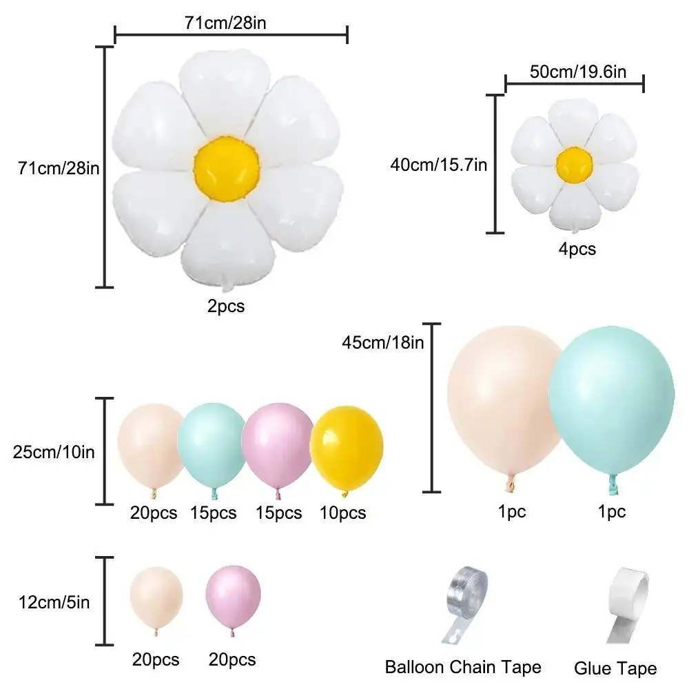 110pcs Daisy Balloon Garland Pink Blue Yellow Latex Balloon for Wedding Baby Shower Birthday Party Decor