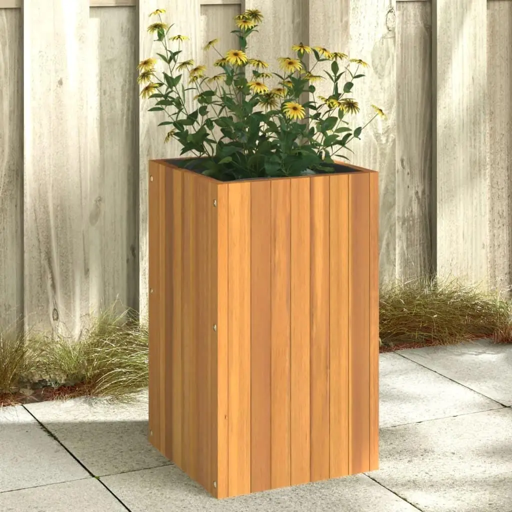 Acacia Wood Garden Planter 35x35x60 cm – Durable Outdoor Plant Pot for Patio & Balcony