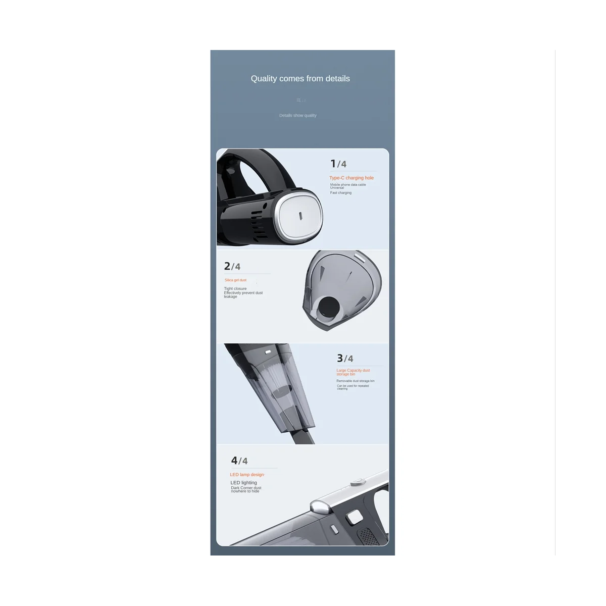 Портативный автомобильный пылесос, 7500 Па