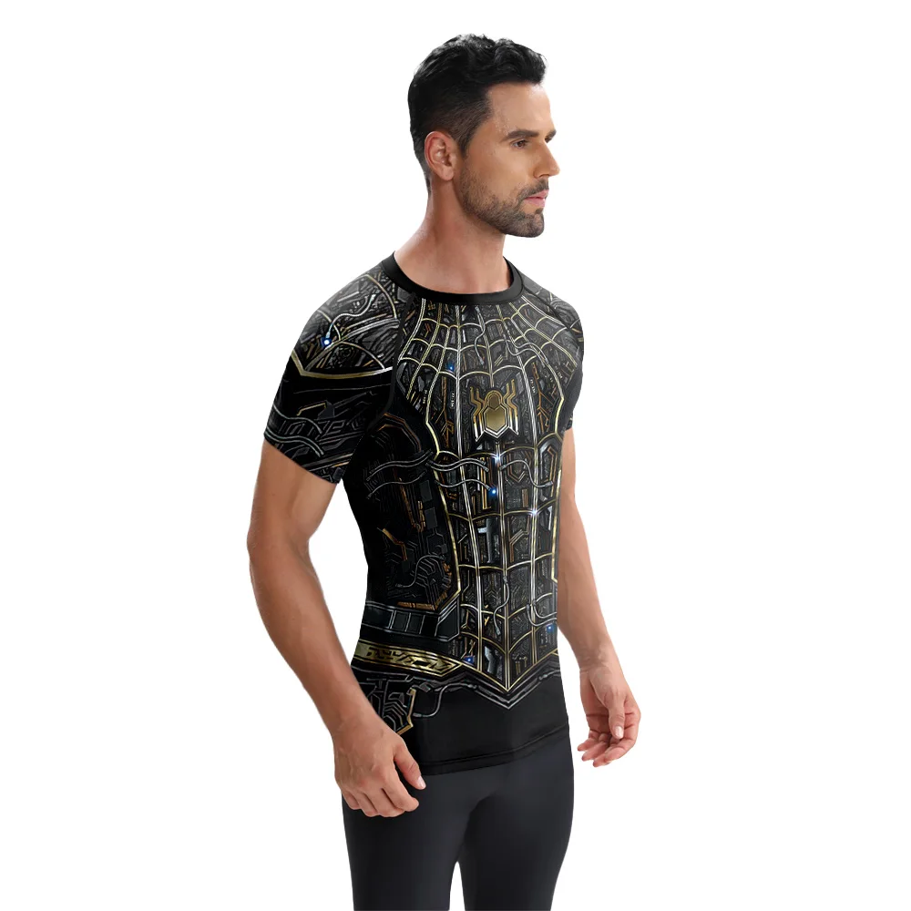 Summer 3D Printing Spider T-Shirt Men Short-Sleeved Clothing Superhero Costumes Fashion Trend Sports Compression Tops Tees
