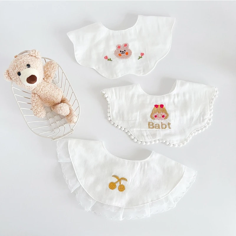 

3Pcs Set Korean Style Baby Cotton Bib Newborn Infant Toddlers Drooling Cloths Pocket Boys And Girls Burp Towel Fake Collar Neck