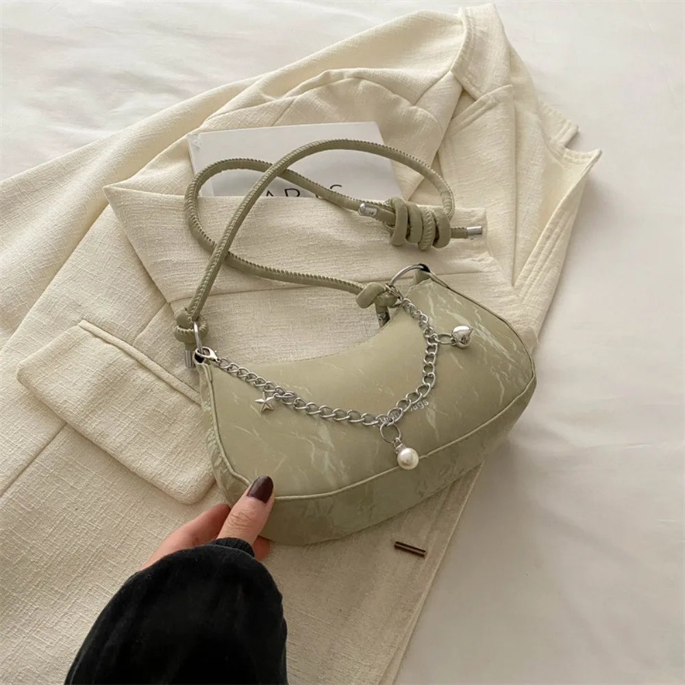 

Ins PU Leather Simple Crossbody Bag Korean Style Half Moon Bag Hobos Handbag Fashion Design Handbag Shoulder Bag Outdoor