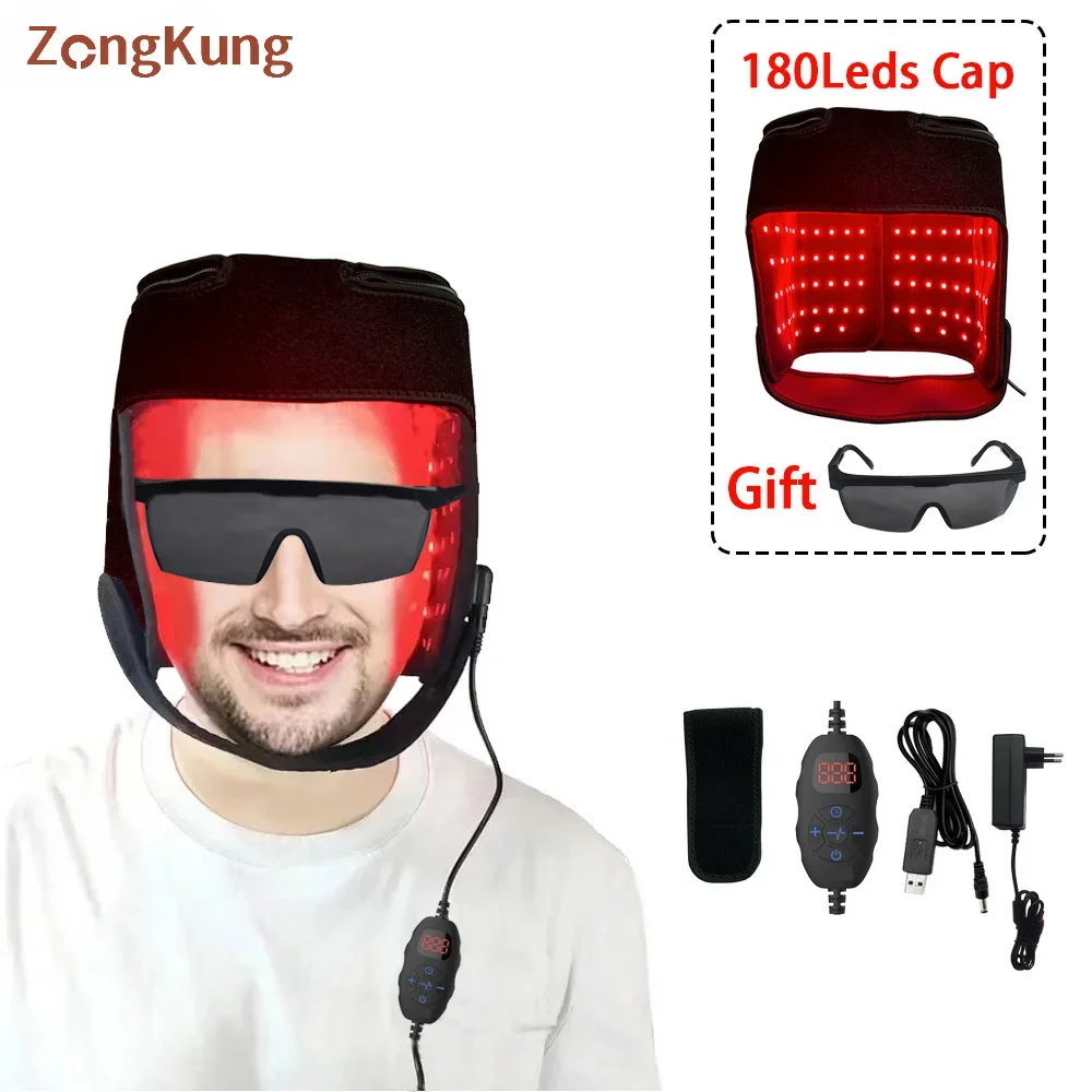 

180Leds Hair Regrowth Cap Reduces Oiliness Deep Into Hair Follicles Anti-Hair Loss Hat Relieve Fatigue Plug-in Relieves Fatigue