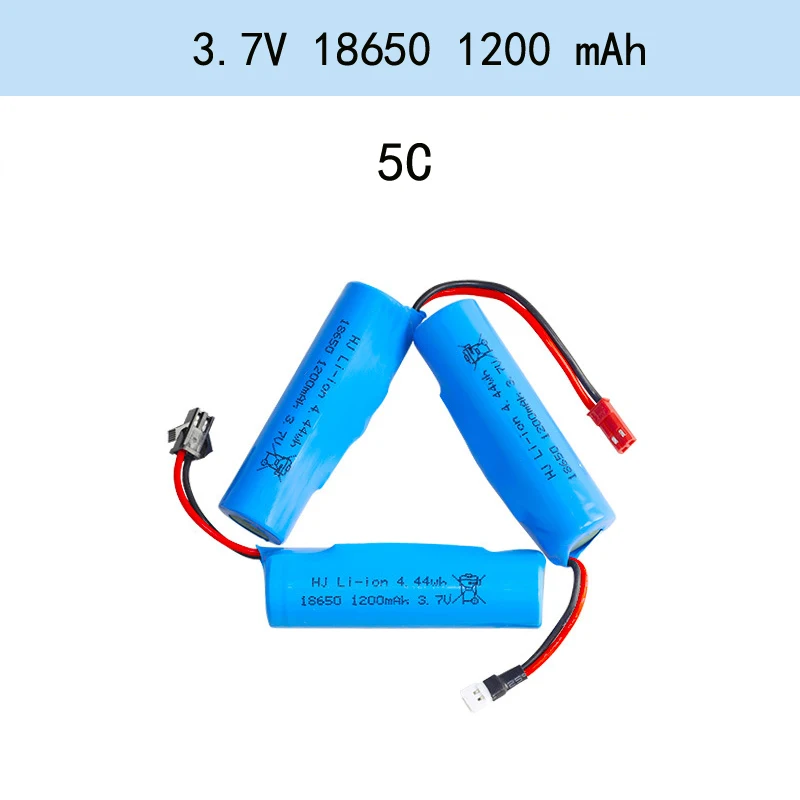 Bateria de lítio recarregável para brinquedos RC, helicóptero, aviões, carro, tanque, arma, caminhão, motocicletas, 18650, 3.7V, 1200mAh