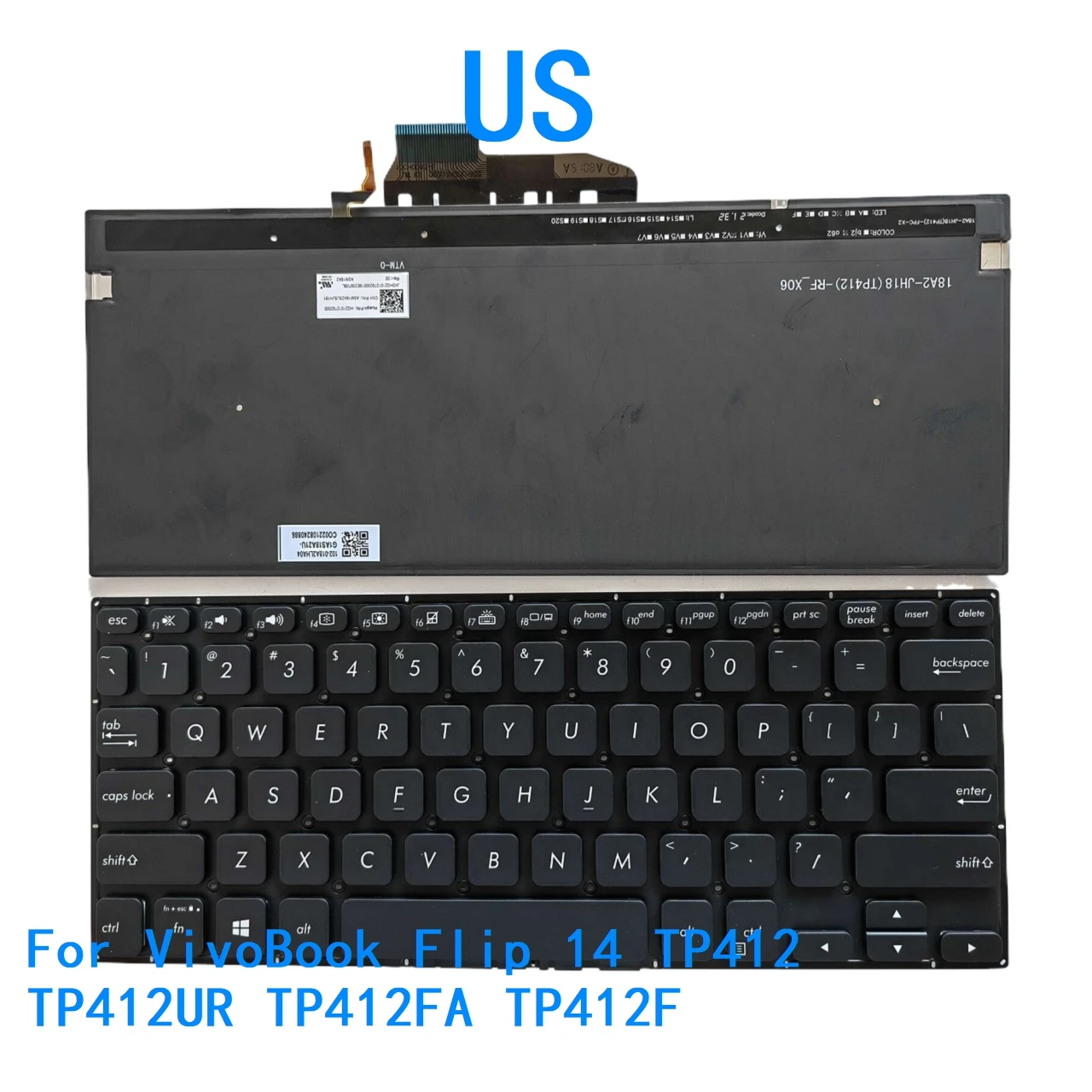 New US Language  Backlit Keyboard For ASUS VivoBook Flip 14 TP412 TP412UR TP412FA TP412F Notebook PC Replacement Keyboard