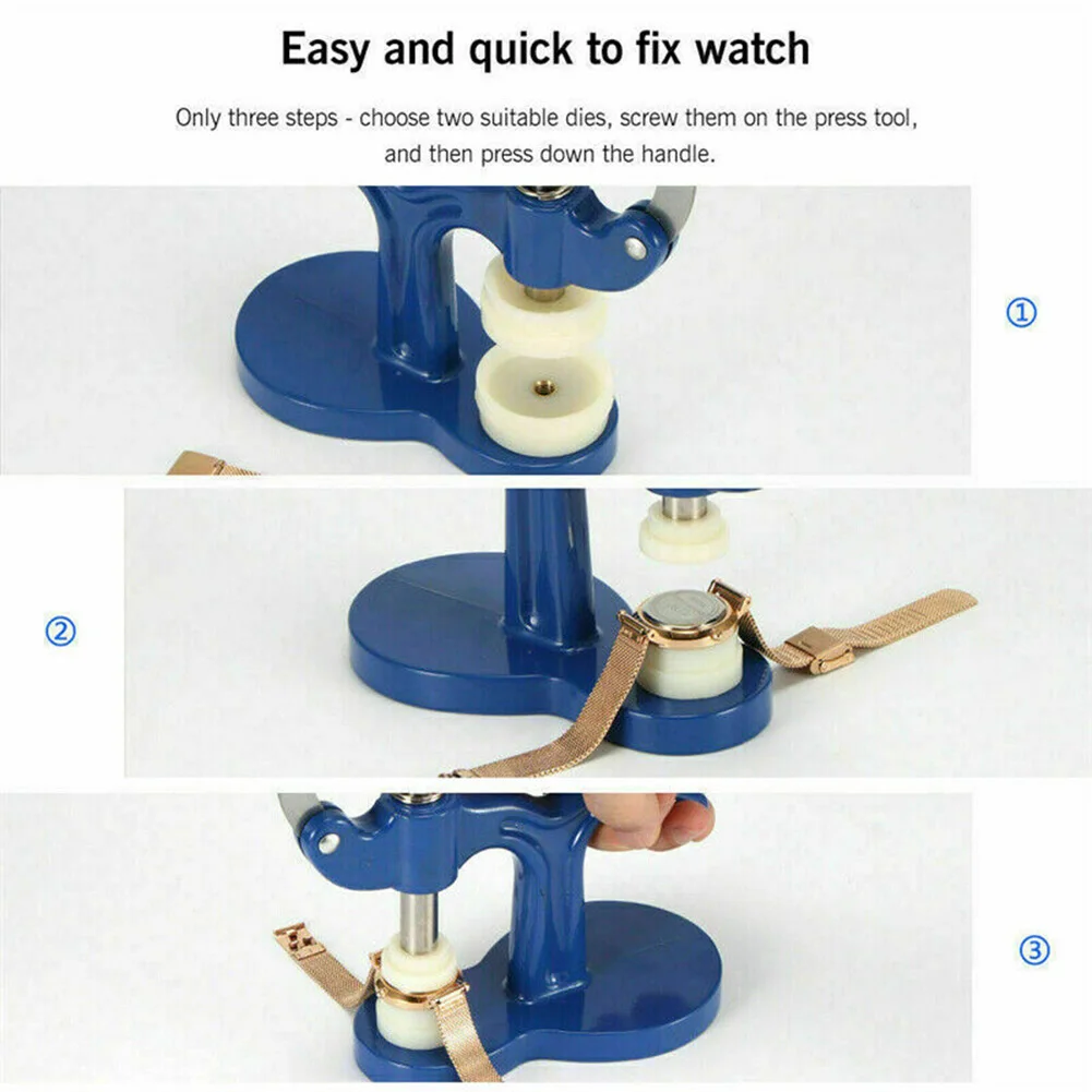 Watch Case Closer Tool Kit 20 Pieces Including Round Dies 18-50mm Rectangle Dies 20-45mm and Peltate Dies 37mm 45mm