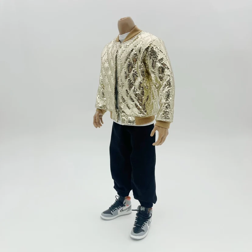 Męska kurtka w modny wzór w kracie złota z diamentami w skali 1/6, akcesorium odzieżowe, model pasujący do 12-calowych figurek żołnierzy, lalek i zabawek.