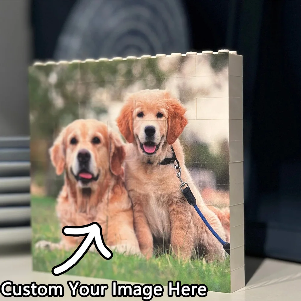 Medium Square Photo Block made from,Bricks,Personalised,WHITE,Building Block, Puzzle, Gift, Him, Her, Birthday, Anniversary