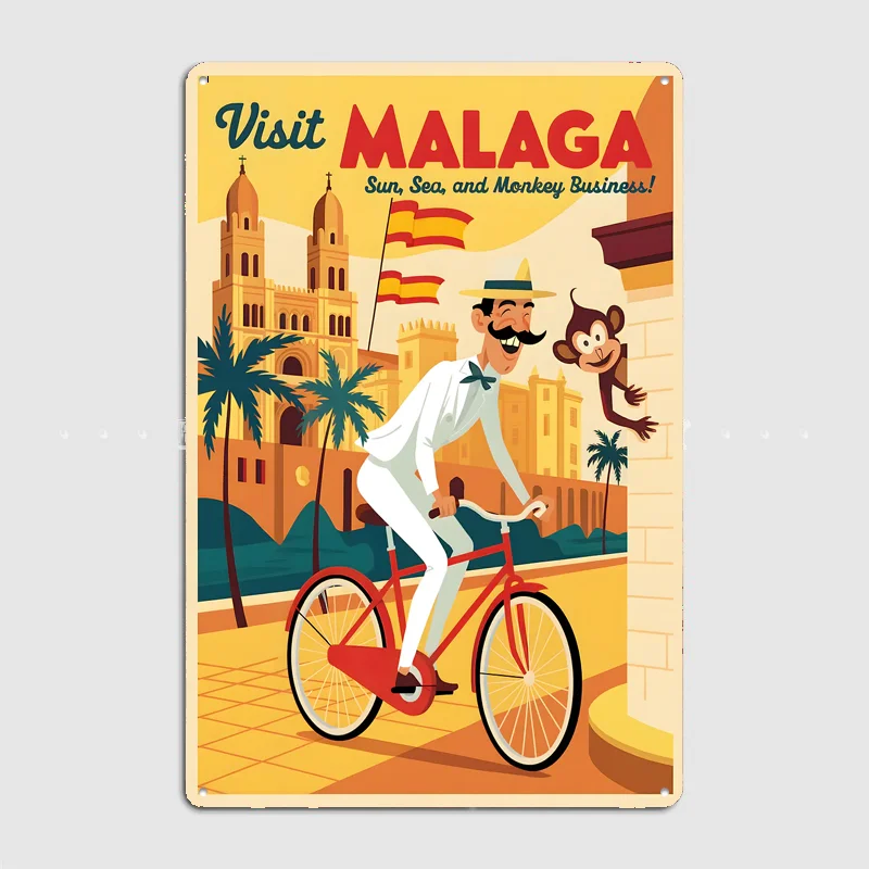 Visit Malaga Scenery Travel Poster Metal Sign Life Wall Custom Bedroom Indoor Home Wall Decor Posters Room Decoration