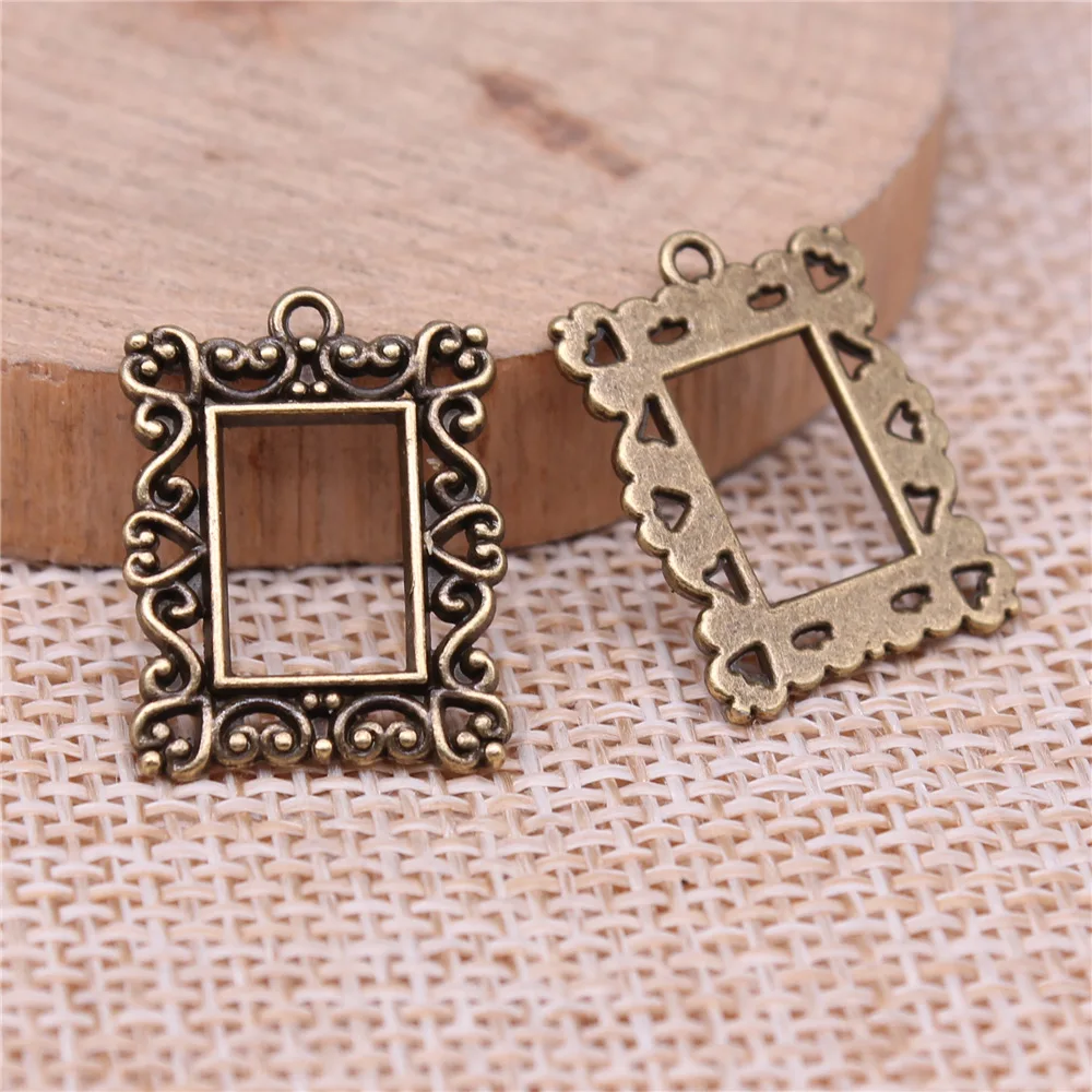IFOCUS 10pcs/Lot Retro Rectangle Photo Frame Charms For DIY Jewelry Making Zinc Alloy 20x15mm/0.79x0.59inch