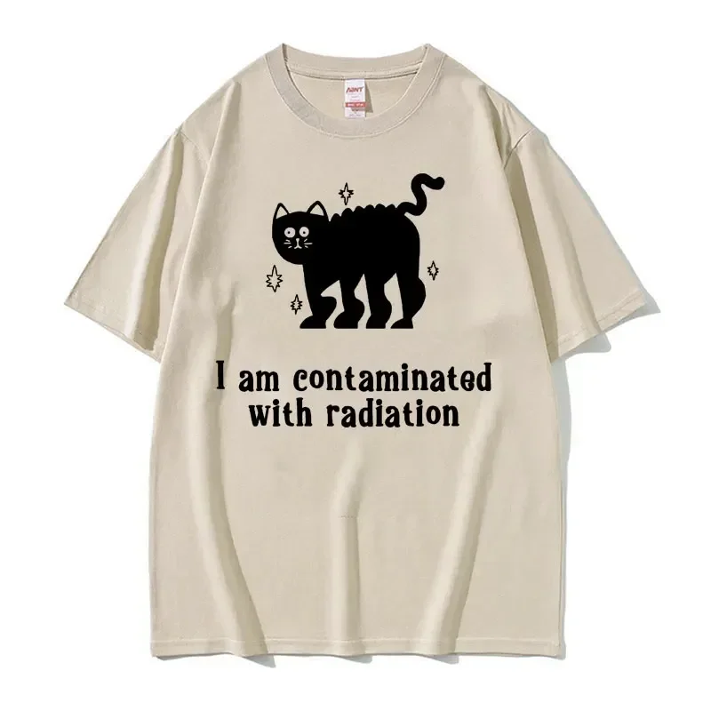 I Am Contaminated with Radiation Meme T Shirt Funny Graphic Print T-shirts Men Women Summer Crewneck Oversized T-shirt