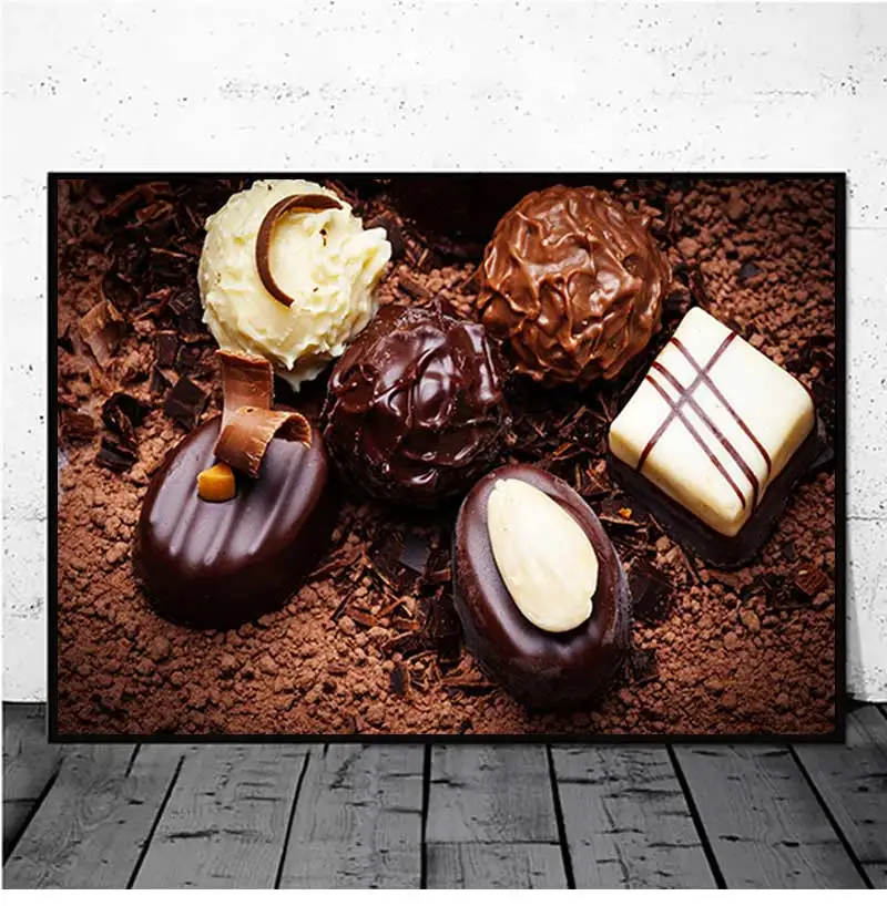 Chocolate Choco Candy Canvas Painting Nut Posters and Prints Wall Art for Dessert Shop Cafe Wall Decor Living Room Decoration