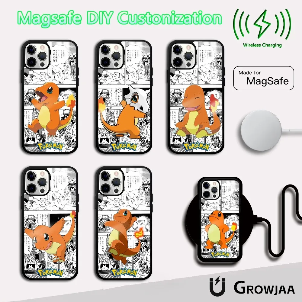 

Funny Cartoon Charmander Phone Case For iPhone 16 15 14 13 12 11 Pro Max Plus Mini Magsafe Mirror Wireless Magnetic Cover