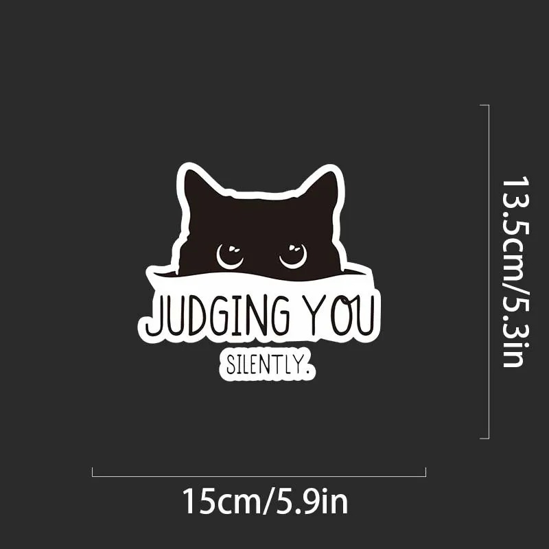 Judging You Silently Peeking Black Cat Vinyl Decal, Humorous Sticker for Car Laptop Computer Window Decor