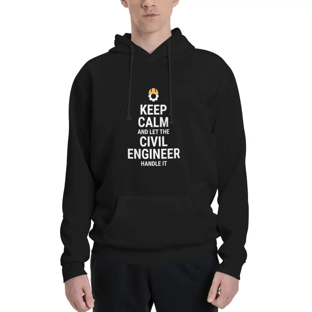 Camiseta "Mantenha a Calma, Engenheiro Civil, Você Consegue" com design moderno, moletom com capuz masculino