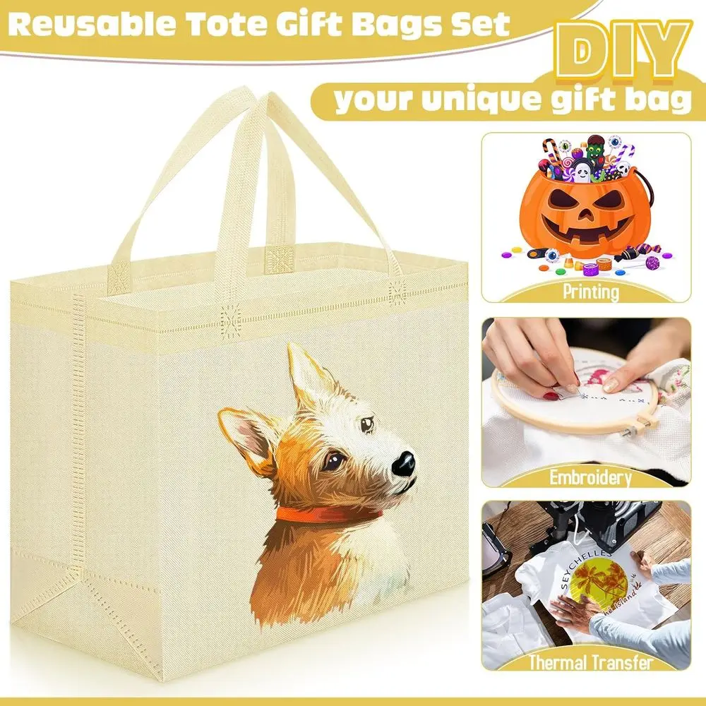 حقائب كبيرة غير منسوجة قابلة للطي مع مقابض، 12.6 × 11.8 × 6.3 بوصة، أكياس بقالة قابلة لإعادة الاستخدام للتسوق بالجملة