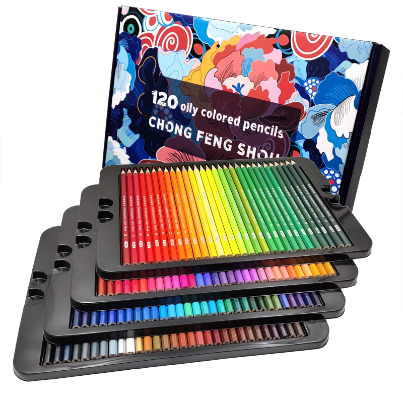 COOM G FENG SHOU-Ensemble de crayons de couleur professionnels en bois, 72 crayons à dessin huileux, fournitures d'art scolaire, 72/120 couleurs