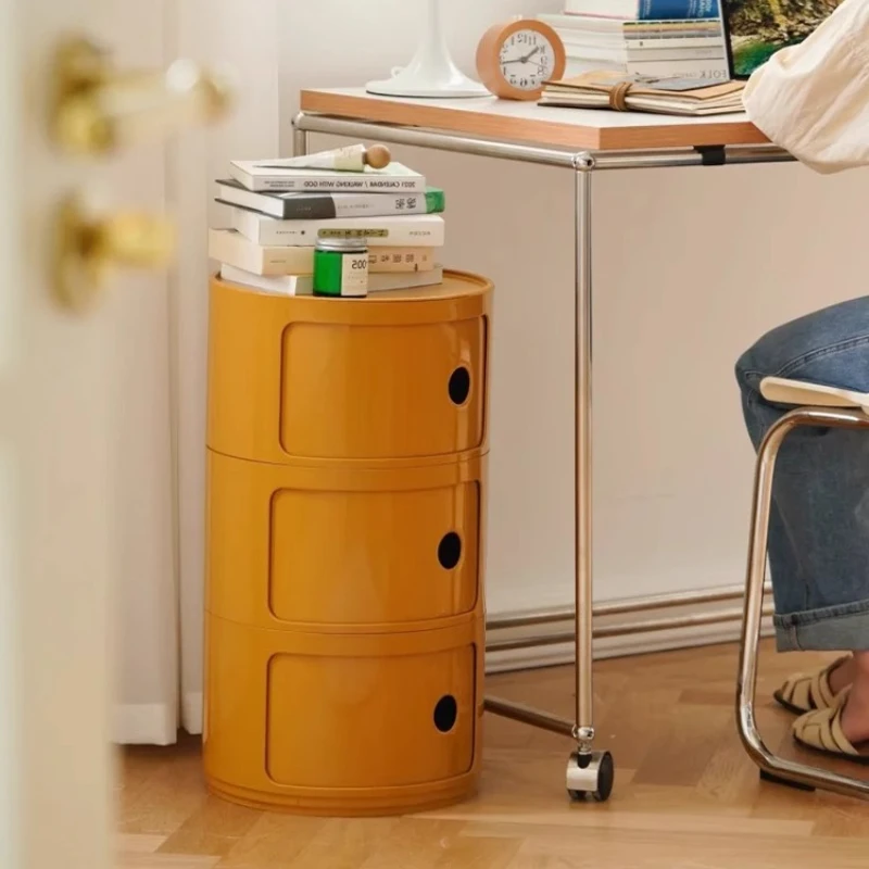 

Modern Bedside Table Nightstand Creative Storage Rack Three Layer Plastic Cabinet Storage Locker Home Living Room Cabinets