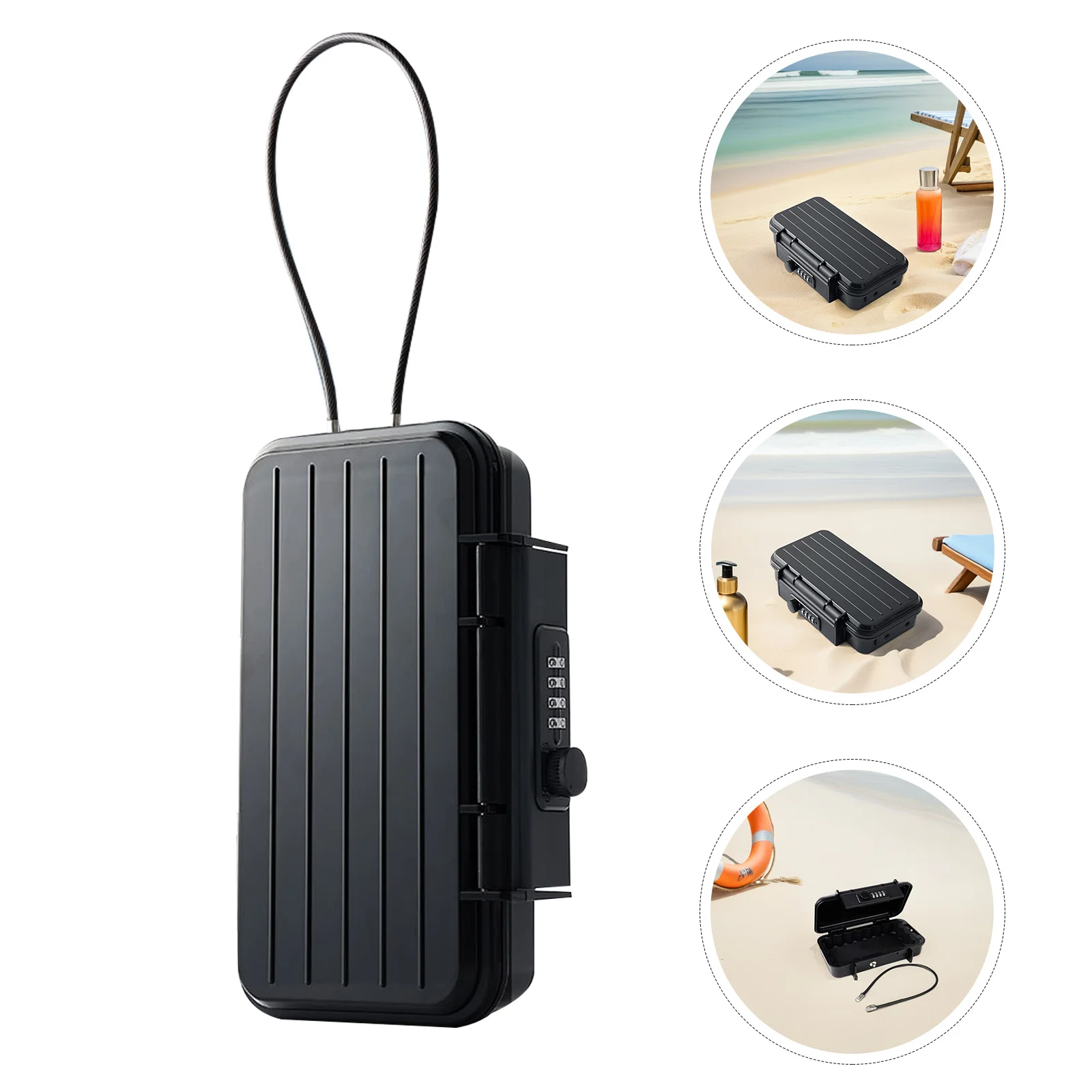 

Anti-Theft Portable Safe Box for Travel Gym Hotel Dorm Small Lockable Box Waterproof Black Secure Storage Case