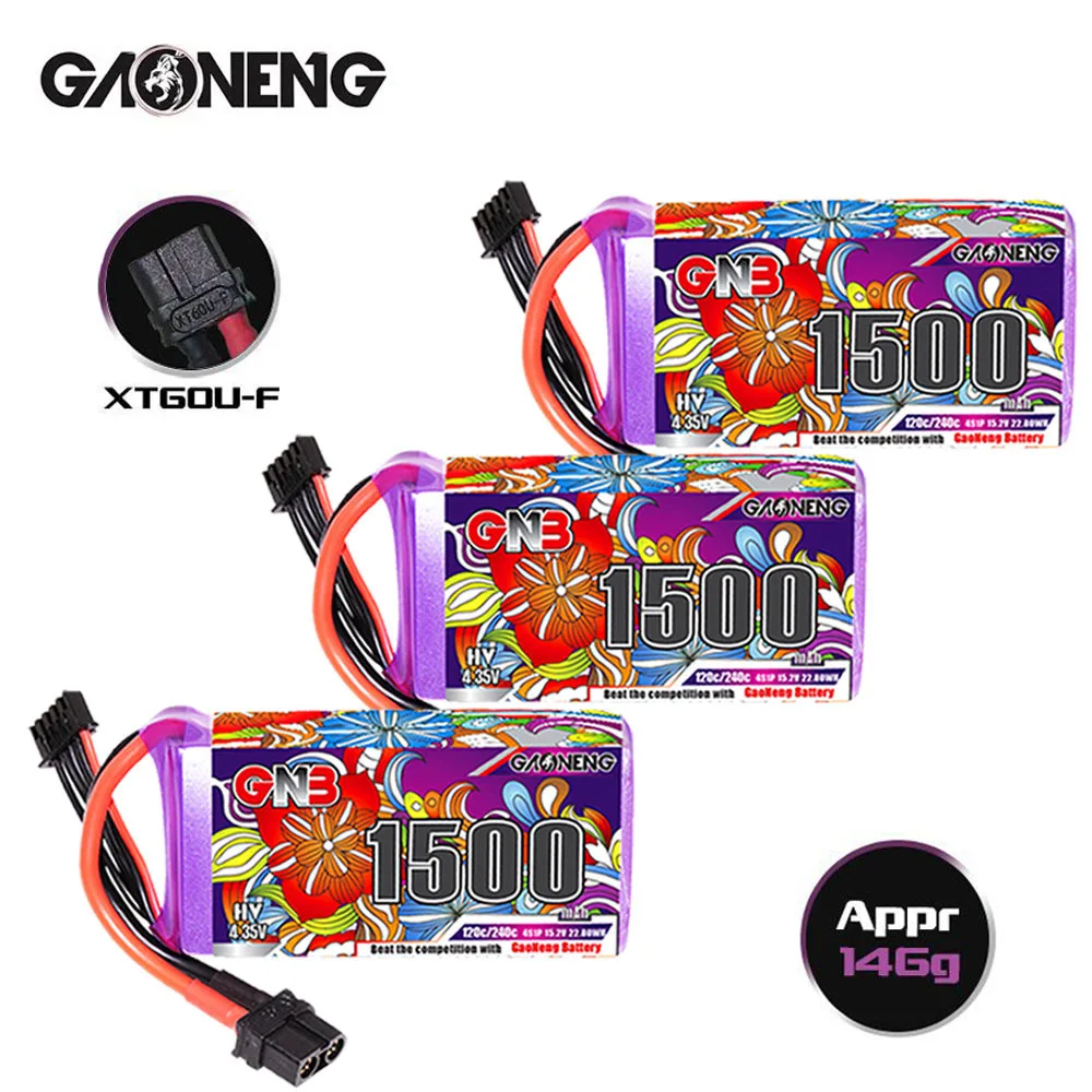 

GNB 15.2v 1500mAh 120c/240c Rechargeable Battery For RC Helicopter Quadcopter FPV Racing Drone Spare Parts HV 4s Lipo battery