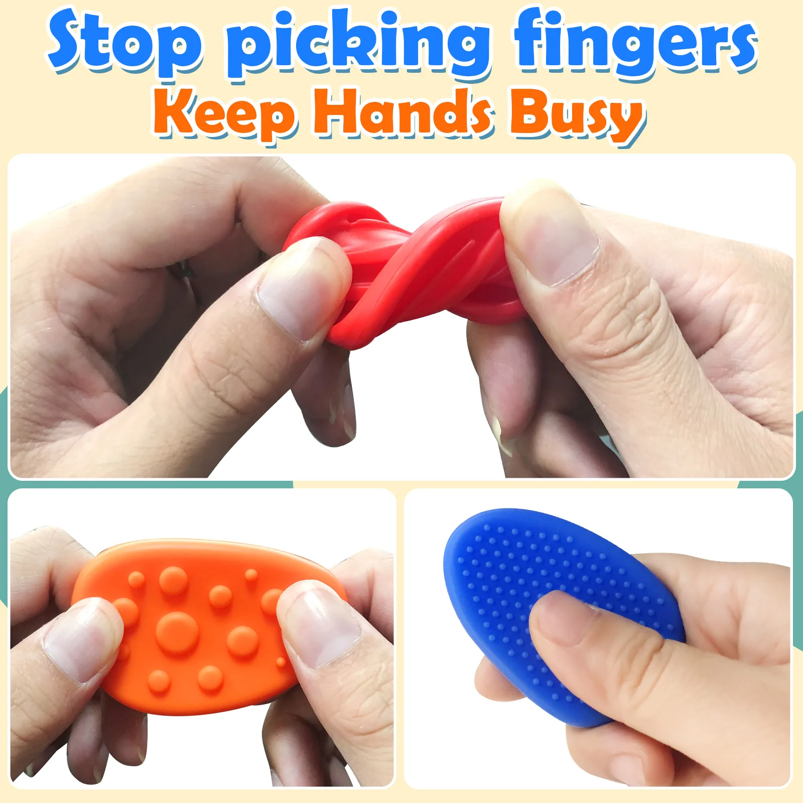 Fidget Toys Pietra sensoriale per bambini e adulti Allevia lo stress Pietra per preoccupazioni con texture morbida in silicone