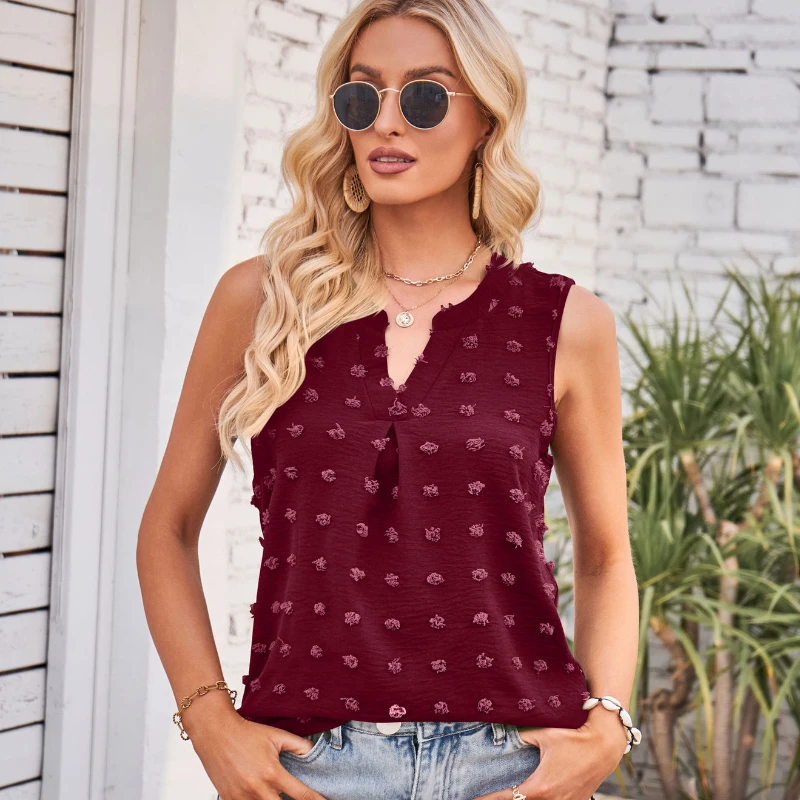 

Casual Womens Tops Hairball Vintage Blouse Women Solid V-neck Tank Tops Female Basic Women Clothing Fashion Elegant Vest Blouses