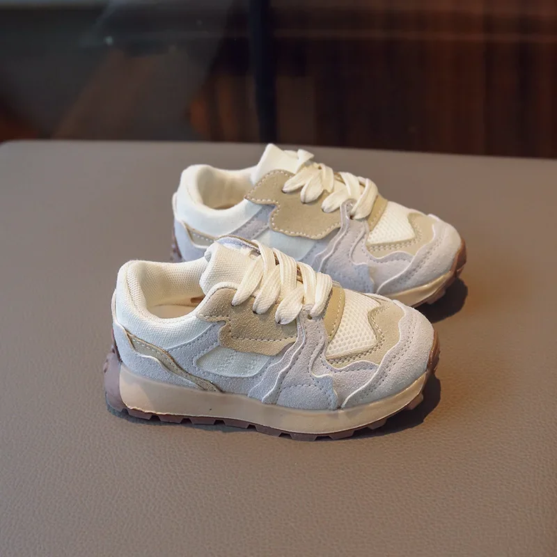 

Girls Shoes Kids Korean Fashion Sneakers Boys Versatile Children Thicken Soft Soled Vintage Front Lace Up Velcro Casual Shoes