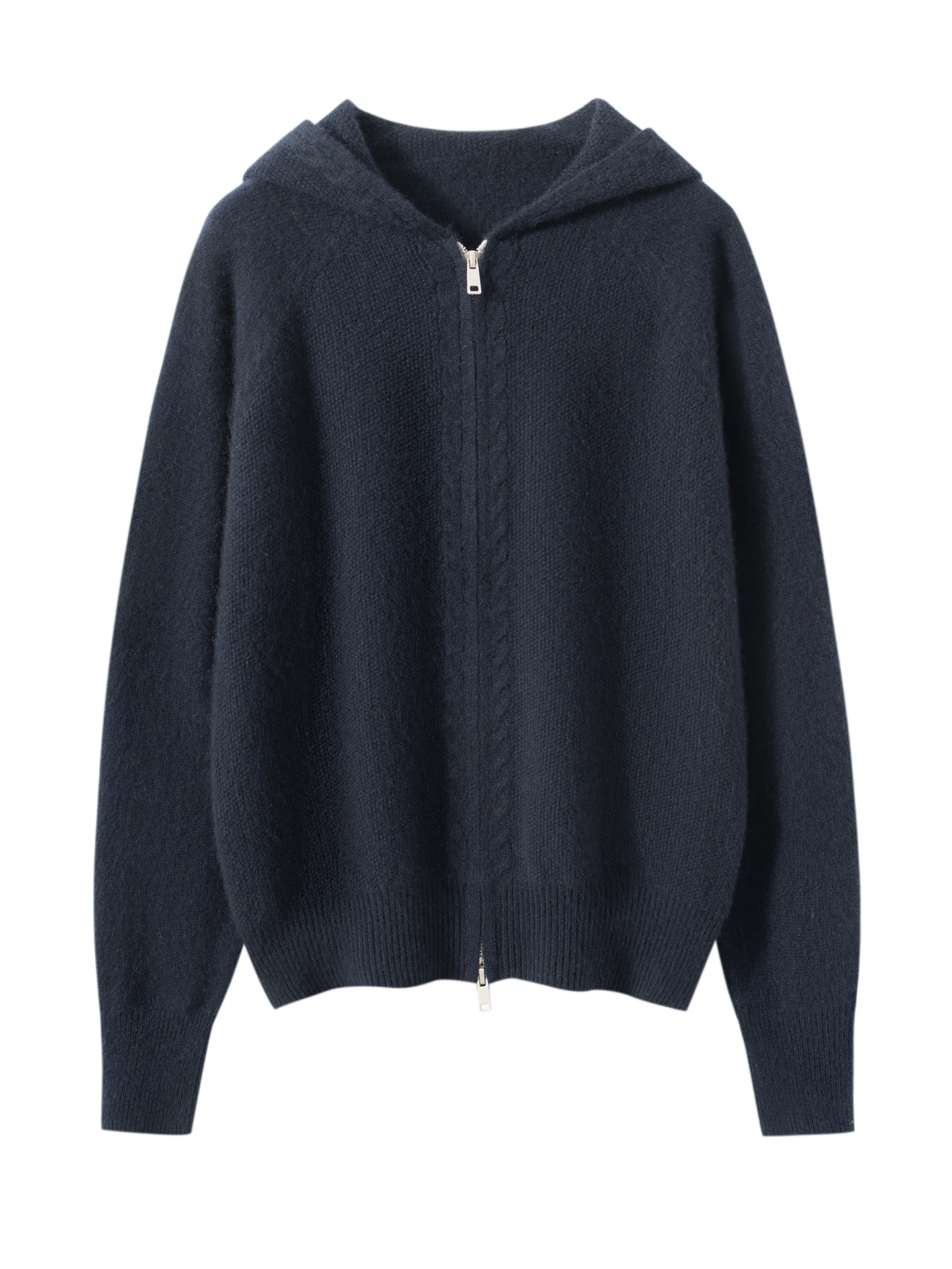 Women's Soft Warm Cable Stitch Long Sleeves Hooded Cardigan Autumn Winter Sweater Grace 100% Cashmere Knitted Clothing Tops